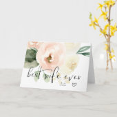 ピンクのフローラ最高のの妻がバレンタインディーヌ カード (黄色い花)