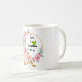 ピンクのフローラ最高の素晴らし金ゴールドおばあちゃんエバーCo コーヒーマグカップ (正面右)