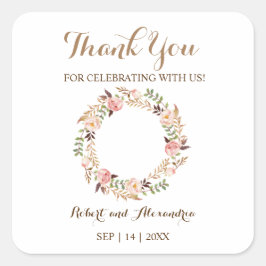 ピンクのフローラ来が結婚有る スクエアシール