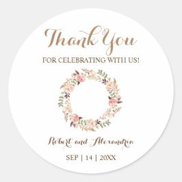 ピンクのフローラ来が結婚有る ラウンドシール