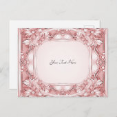 ピンクのフローラ枠はがき ポストカード (正面/裏面)