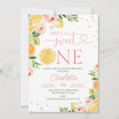 ピンクのフローラ柑橘彼女は甘い1の誕生日だ 招待状 (正面)