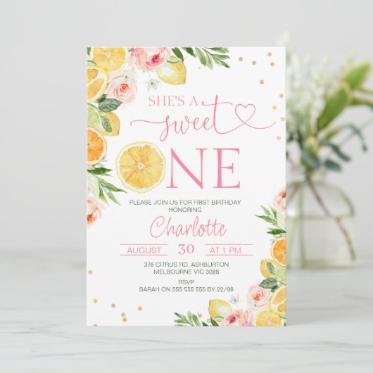 ピンクのフローラ柑橘彼女は甘い1の誕生日だ 招待状 (スタンド正面)