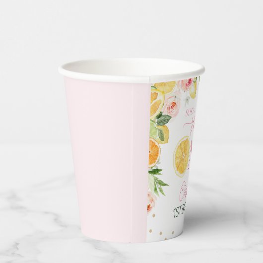 ピンクのフローラ柑橘彼女は甘い1の誕生日だ 紙コップ (右)