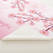 ピンクのフローラ桜さくらんぼ花の任意の名前 シェルパブランケット (3/4)
