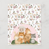 ピンクのフローラ森林動物ああ赤ちゃんシャワー予算 チラシ (裏面)