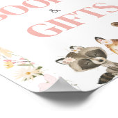 ピンクのフローラ森林動物の本と贈り物 ポスター (角)