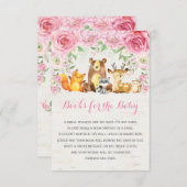 ピンクのフローラ森林動物ブックリクエスト エンクロージャーカード (正面/裏面)