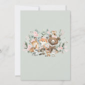 ピンクのフローラ森林動物緑の赤ちゃんシャワー サンキューカード (裏面)