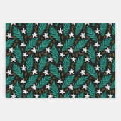 ピンクのフローラ植物パターン ラッピングペーパーシート (正面3)