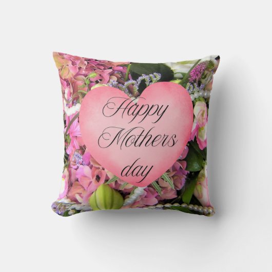 ピンクのフローラ母親の日 クッション (正面)