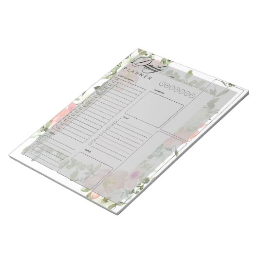 ピンクのフローラ毎日のプランナーシート ノートパッド (アングル)