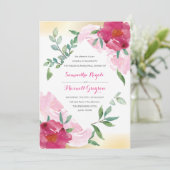 ピンクのフローラ水の結婚色のリハーサルディナー 招待状 (スタンド正面)