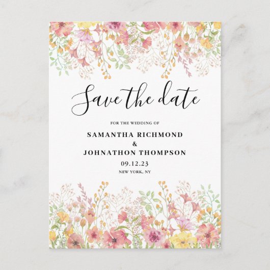 ピンクのフローラ水の色の保存日付 案内ポストカード (正面)