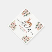 ピンクのフローラ水の色オ鹿の赤ちゃんシャワー スタンダードカクテルナプキン (角)