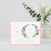 ピンクのフローラ水の色シンプルの保存Date Annun 案内ポストカード (スタンド正面)