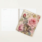 ピンクのフローラ水カラーバラ プランナー手帳 (ディスプレー)