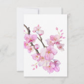 ピンクのフローラ水彩さくらんぼ花書 出欠カード (裏面)
