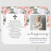 ピンクのフローラ水彩写真葬式フルプログラム (正面/裏面)