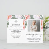 ピンクのフローラ水彩写真葬式フルプログラム (スタンド正面)