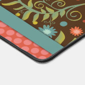 ピンクのフローラ水玉模様パターンBoho名引用文 デスクマット (コーナー)