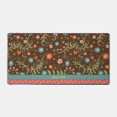 ピンクのフローラ水玉模様パターンBoho名引用文 デスクマット (正面)