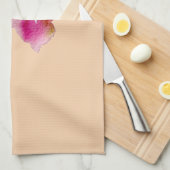 ピンクのフローラ水色のバーベキュー赤面花 キッチンタオル (四つ折り)