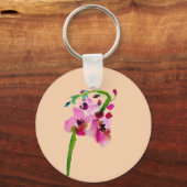 ピンクのフローラ水色のバーベキュー赤面花 キーホルダー (正面)