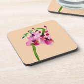 ピンクのフローラ水色のバーベキュー赤面花 コースター (左側)