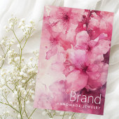 ピンクのフローラ水色の花のイヤリングカード