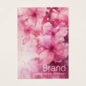 ピンクのフローラ水色の花のイヤリングカード (正面)