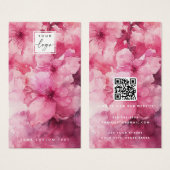 ピンクのフローラ水色の花のイヤリングディスプレイカード (正面&裏面)