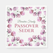 ピンクのフローラ水色の通行人 スタンダードランチョンナプキン (正面)