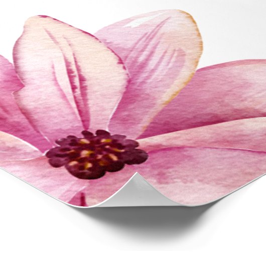 ピンクのフローラ水色の《キリスト教》洗礼式や命名式歓迎サイン ポスター (角)