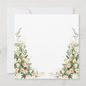 ピンクのフローラ水色エレガントスクリプト招待状 (裏面)