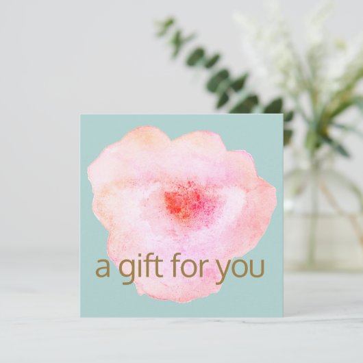 ピンクのフローラ水色ギフト証明書 (スタンド正面)