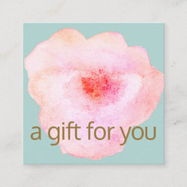 ピンクのフローラ水色ギフト証明書 スクエア名刺