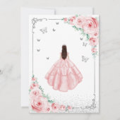 ピンクのフローラ水色バラシルバーキンセアニェラ 招待状 (裏面)