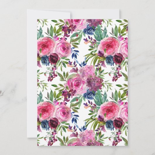 ピンクのフローラ水色ヒンドゥー結婚ゲネシュ 招待状 (裏面)