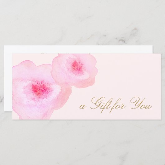 ピンクのフローラ水色ピンクのギフト証明書 (正面/裏面)