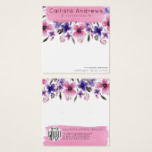 ピンクのフローラ水色ブラシストロークイヤリング表示 (正面&裏面)