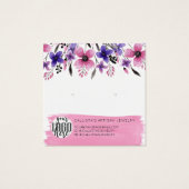 ピンクのフローラ水色ブラシストロークイヤリング表示 (裏面)