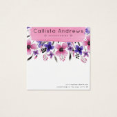 ピンクのフローラ水色ブラシストロークイヤリング表示 (正面)