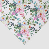 ピンクのフローラ水色ボヘミアンパターン 薄葉紙 (詳細)