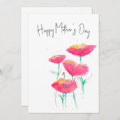 ピンクのフローラ水色マザーズデイフラットカード シーズンカード (正面/裏面)
