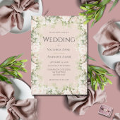 ピンクのフローラ水色ヴィンテージウェディング 招待状