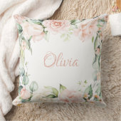 ピンクのフローラ水色名ベビーガール クッション (ブランケット)