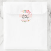 ピンクのフローラ水色金ゴールドストライプ紙吹雪甘 ラウンドシール (バッグ)