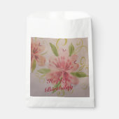 ピンクのフローラ水色 フェイバーバッグ (正面)