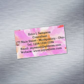 ピンクのフローラ水色 マグネット名刺 (インサイチュ)